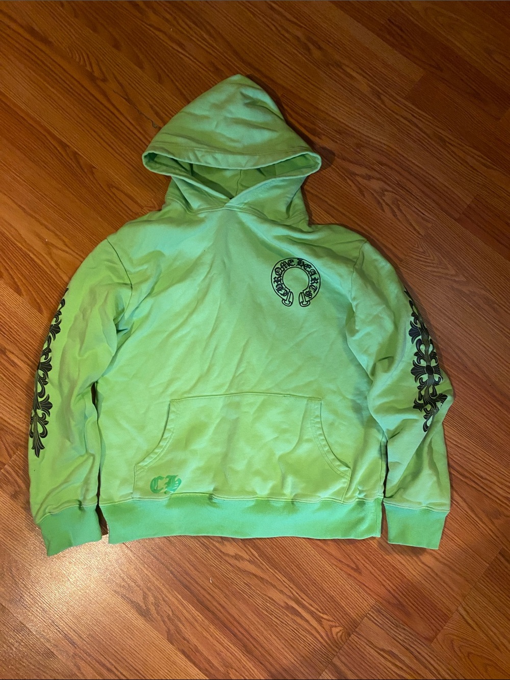 Chrome Hearts Horse shoe logo hoodie Neon Green